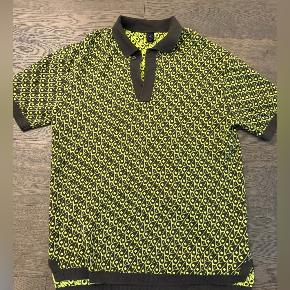 MOOSEKNUCKLES Mens Olive/Yellow knit short sleeve